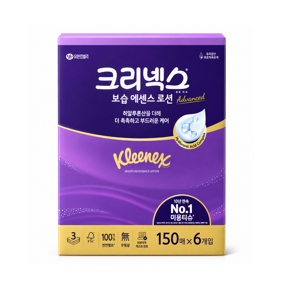 크리넥스 보습에센스로션 미용티슈 150매 6입 x 2개