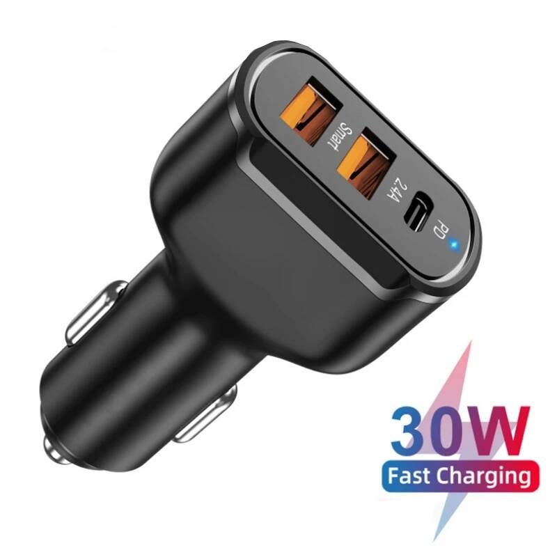 UnKnown [해외] 차량용 시거잭 충전기 30W USB C 자동차 빠른 충전 QC PD 3.0 전화 유형 아이폰 호환 14 플러스 Oneplus Google Pixel 7 6 핸드