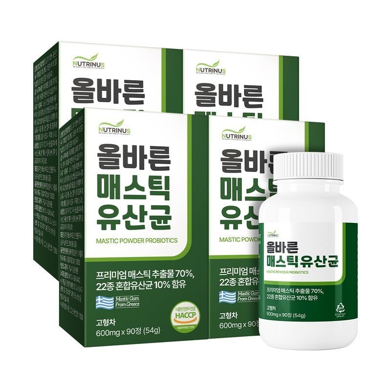 뉴트리너스 올바른 매스틱 유산균 (600mg x 90정) 4통