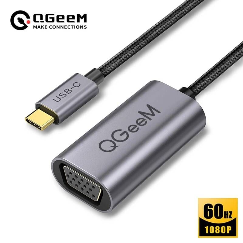 UnKnown [해외] QGeeM USB C-VGA 케이블 USB3.1 C-전모 VGA 어댑터 Macbook Pro Air M1 M2 iPad Lenovo Dell HP Sur얼굴 Xiaomi 노트북 Chromebook 프로젝터 P