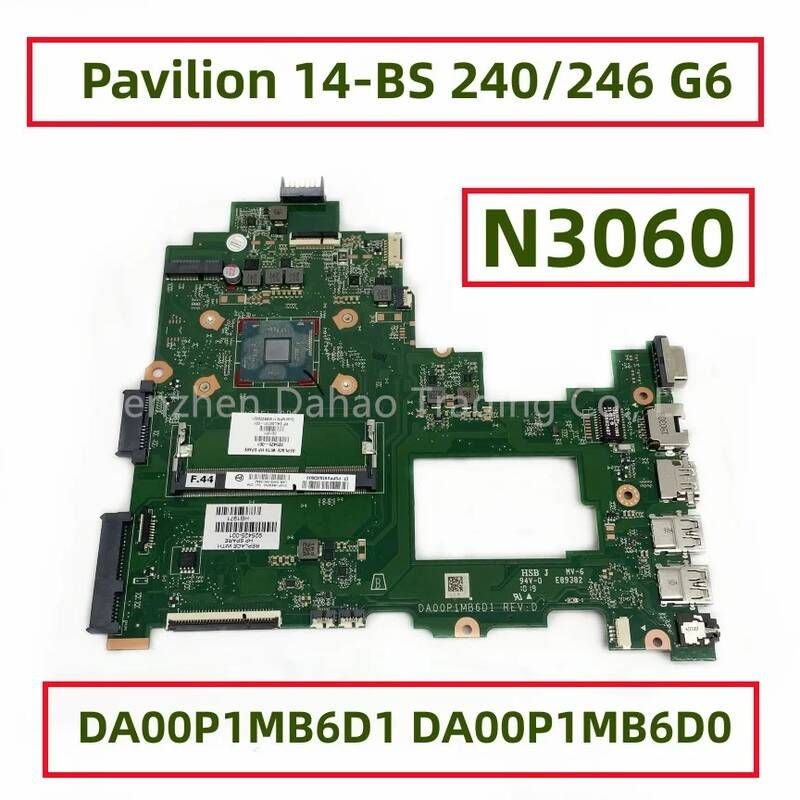 UnKnown [해외] 마더보드 메인보드 925425-001 925425-501 925425-601 DA00P1MB6D1 HP 14-BS 노트북 마더 보드 DA00P1MB6D0 함께 SR2KN 셀러론 N3060 CPU D