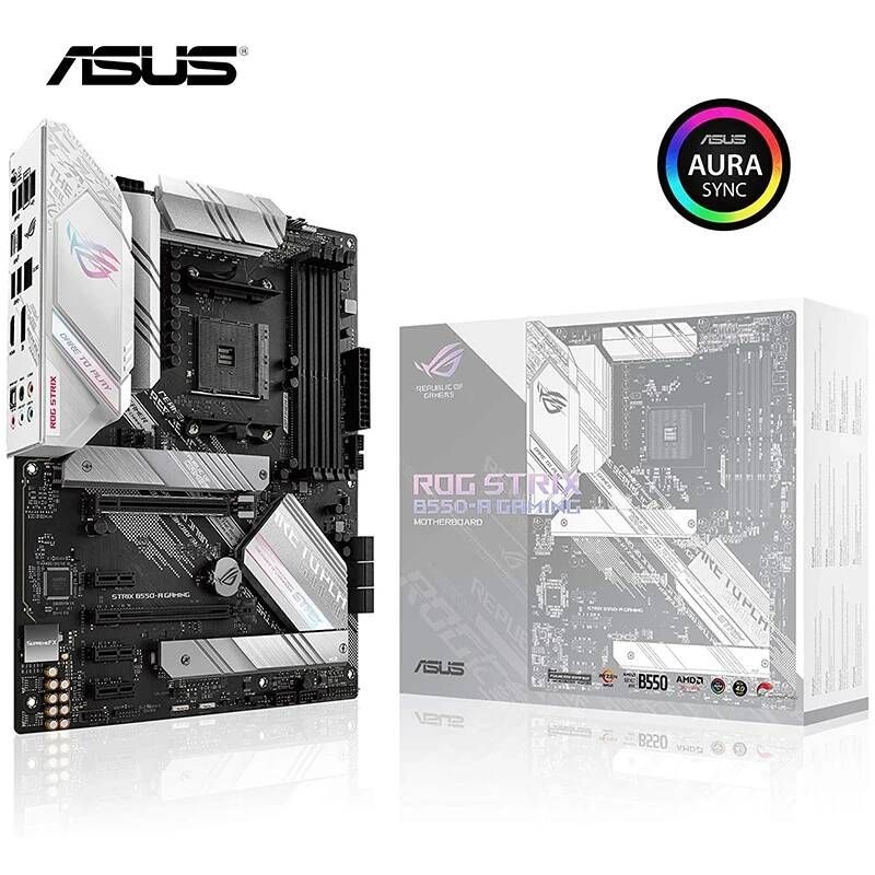 UnKnown [해외] 마더보드 메인보드 ASUS ROG Strix B550 A 게임 AMD AM4 Zen 3 Ryzen 5000 및 3rd Gen ATX 마더 보드 PCIe 4.0 2 RGB Aura Sync