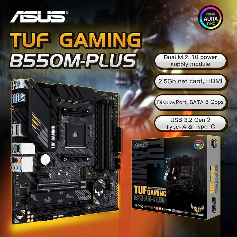[해외] 마더보드 메인보드 ASUS TUF GAMING B550M PLUS Micro-ATX 마더 보드 세트 키트 DDR4 4600(OC) MHz 128G 소켓 AM4 지원 Ryzen 프로세서