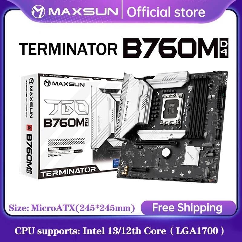 [해외] 마더보드 메인보드 MAXSUN-신제품 터미네이터 B760M D4 듀얼 채널 DDR4 PCIE4.0 LGA1700 지원 인텔 12th/13th 코어 (12400F/13400F/1