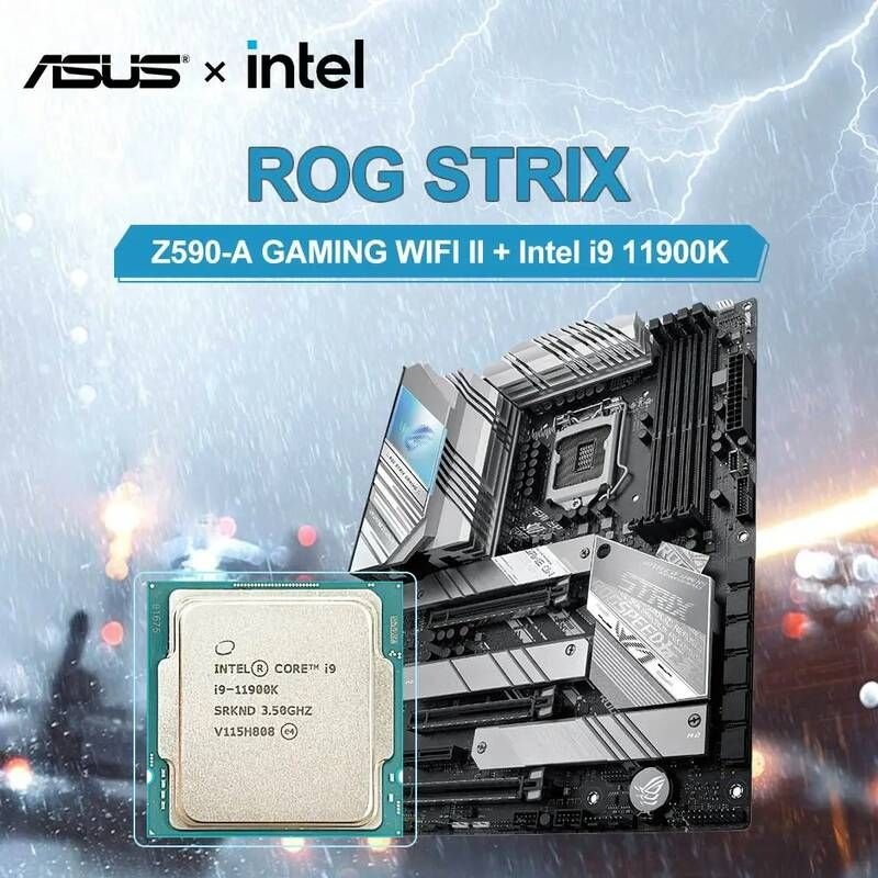 [해외] 마더보드 메인보드 인텔 코어 i9-11900K CPU + ASUS ROG STRIX Z590-A 게임 WIFI II LGA1200 (인텔 11th/10thGen)ATX 마더 보드 DDR4