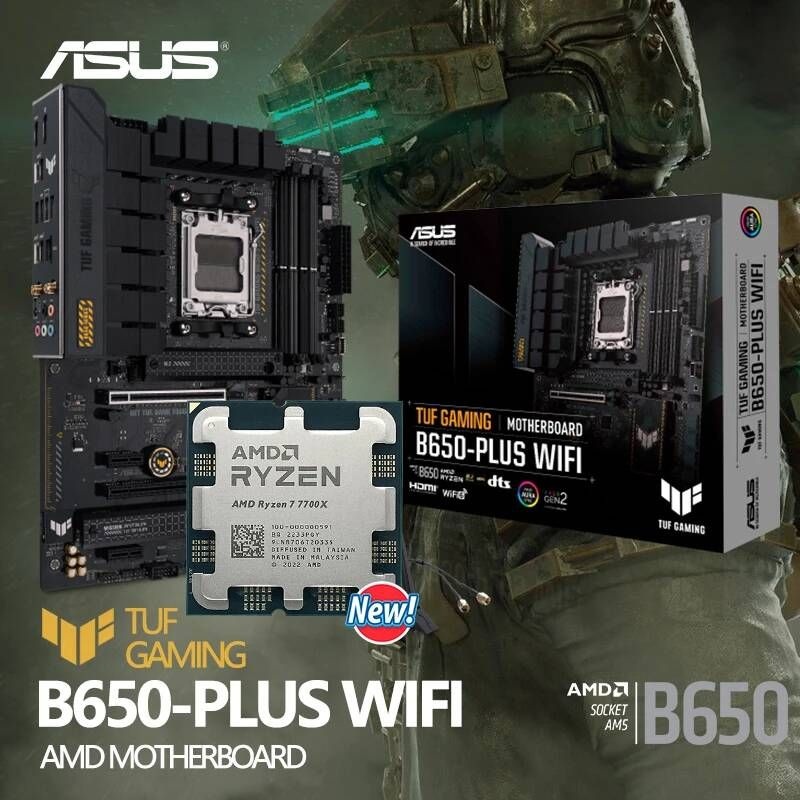 [해외] 마더보드 메인보드 AMD-마더보드 세트 키트 Ryzen 7 7700X ASUS TUF GAMING B650 PLUS WIFI ATX 라이젠 프로세서 팬 미포함 신제