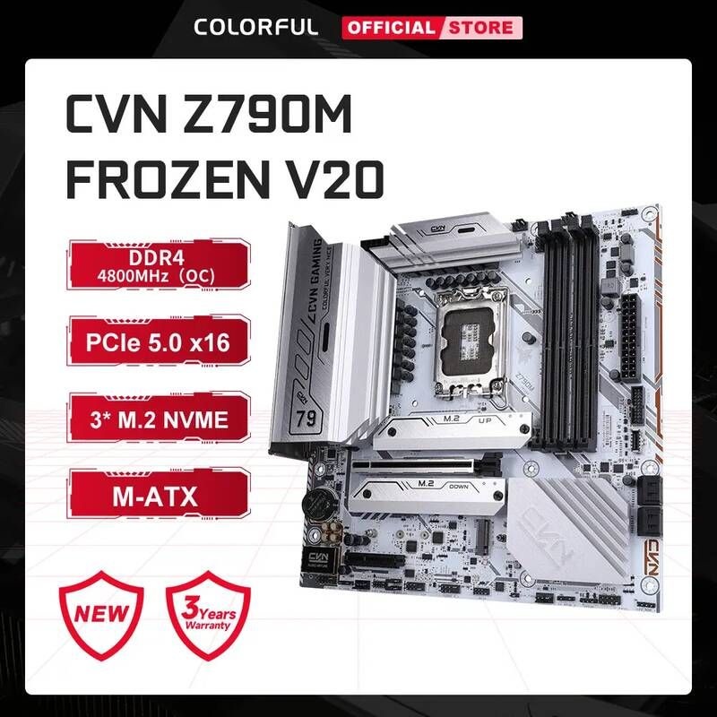 [해외] 마더보드 메인보드 다채로운 CVN Z790M 냉동 V20 마더 보드 LGA 1700 인텔 M-ATX 메인 DDR4 4800MHz PCIE5.0 지원 13th Gen 코어