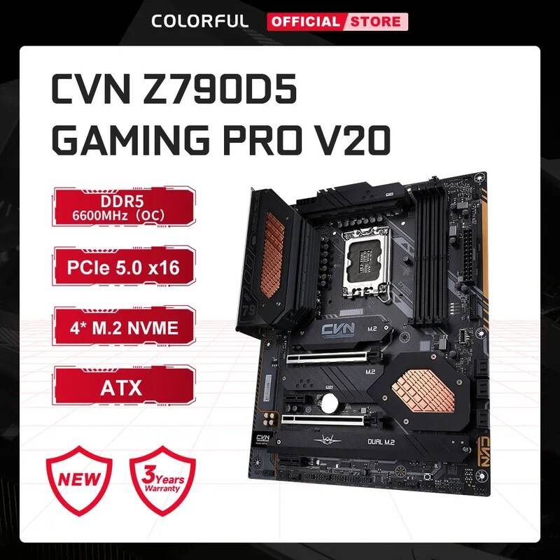[해외] 마더보드 메인보드 컬러풀 CVN Z790 게이밍 프로 V20 LGA 1700 인텔 ATX DDR5 6600MHz PCIE5.0 13 세대 코어 지원