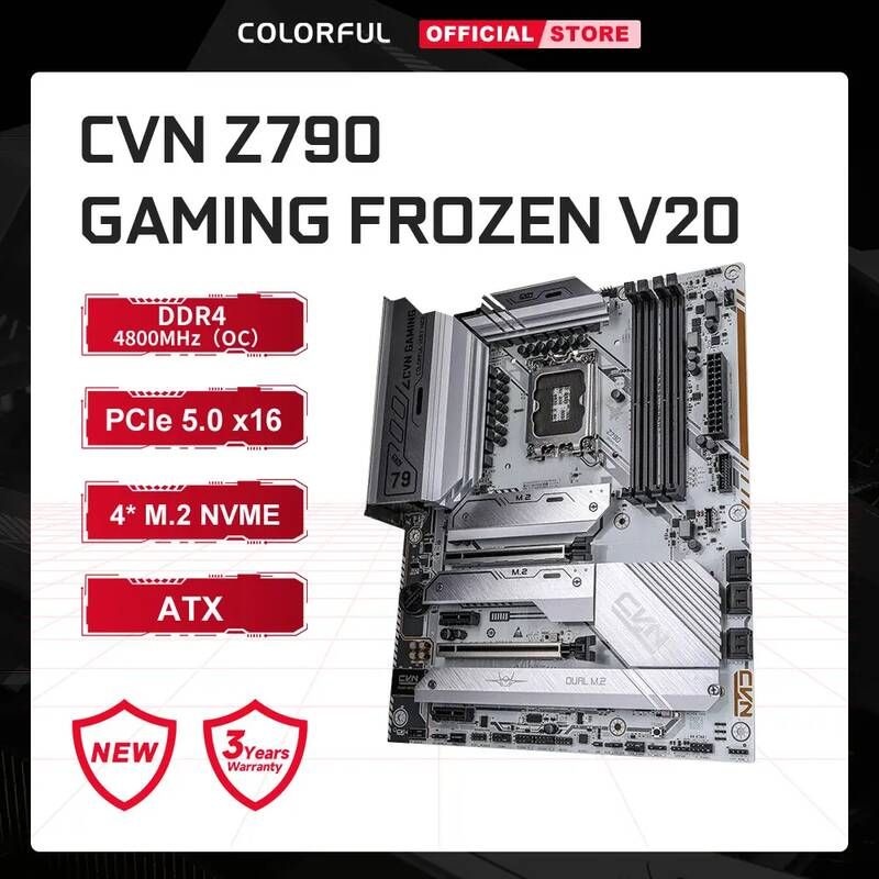 UnKnown [해외] 마더보드 메인보드 컬러풀 CVN Z790 게임 프로즌 V20 LGA 1700 인텔 ATX 메인 보드 DDR4 PCIE5.0 13 세대 코어 지원