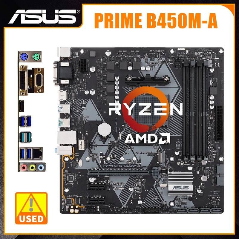 [해외] 마더보드 메인보드 ASUS AMD 프라임 B450M-A 마더 AM4 DDR4 용 Ryzen 5 5600 3600 cpu 4 x DIMM128GB PCI-E3.0 M.2 USB3.1 마이크로 ATX