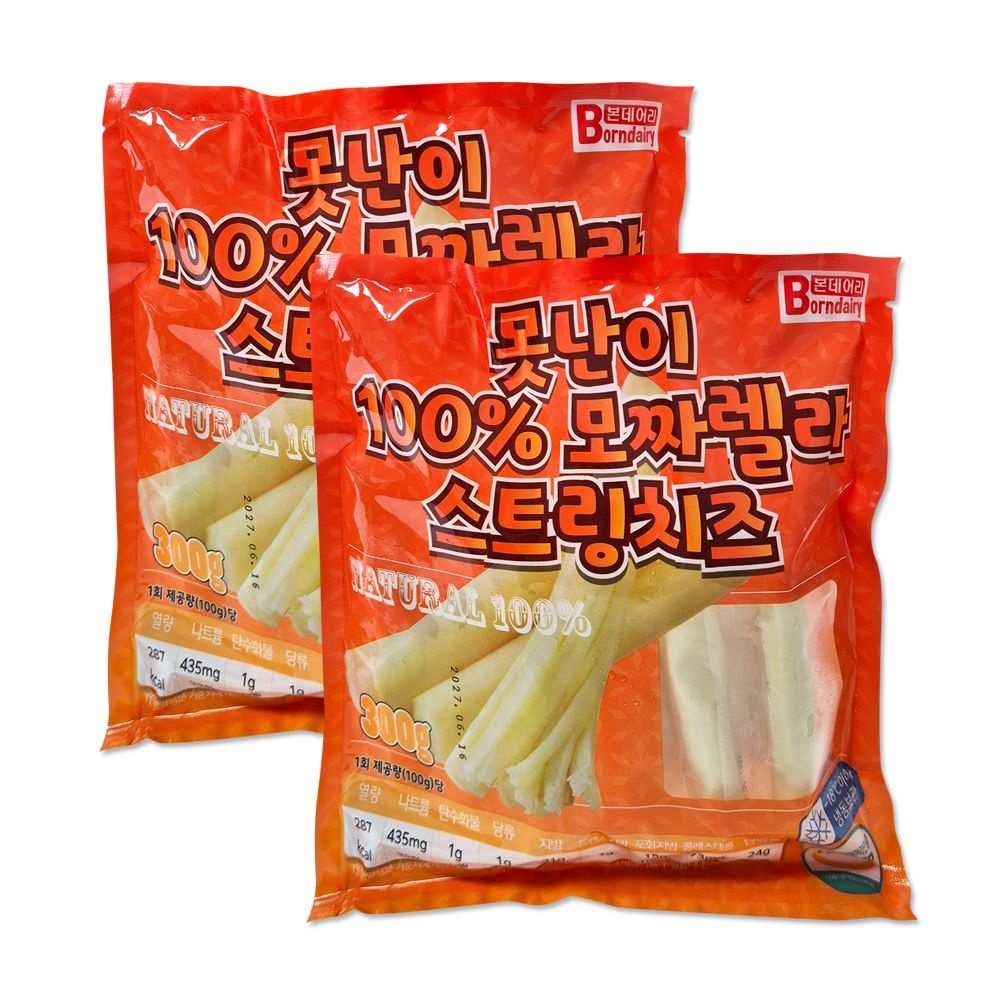 자연산 100프로 못난이 모짜렐라 스트링 치즈 300g x 2개(치즈스틱)