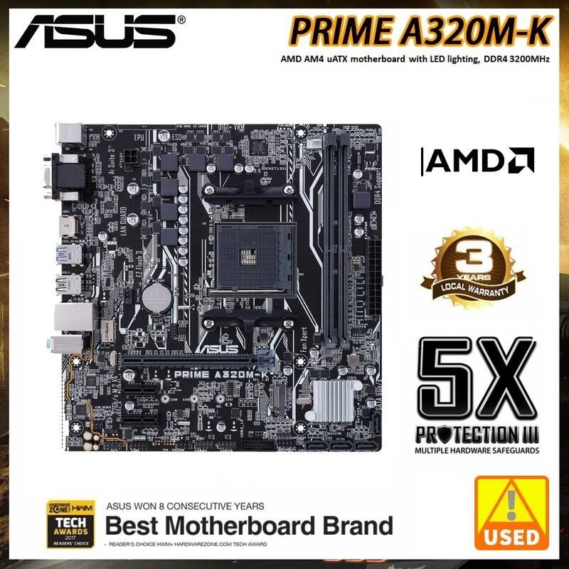 UnKnown [해외] 마더보드 메인보드 ASUS 프라임 A320M-K AMD A320 소켓 AM4 2 x DDR4 지원 RYZEN7 PCI-E 3.0 1 M.2 Micro ATX 최대 32GB SATA3