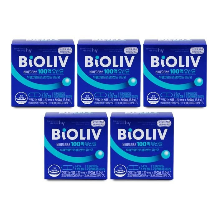 바이오리브 100억 유산균 120mg x 30캡슐 X 5박스 I