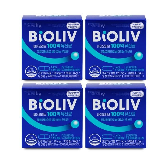 바이오리브 100억 유산균 120mg x 30캡슐 X 4박스 I
