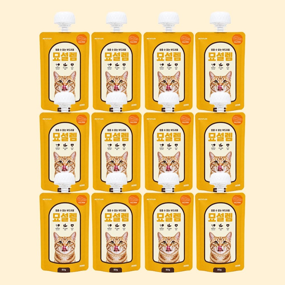 [비밀특가] New 페슬러 대용량 고양이 습식간식 묘설렘 파우치 90g*12개 (4종 택1)