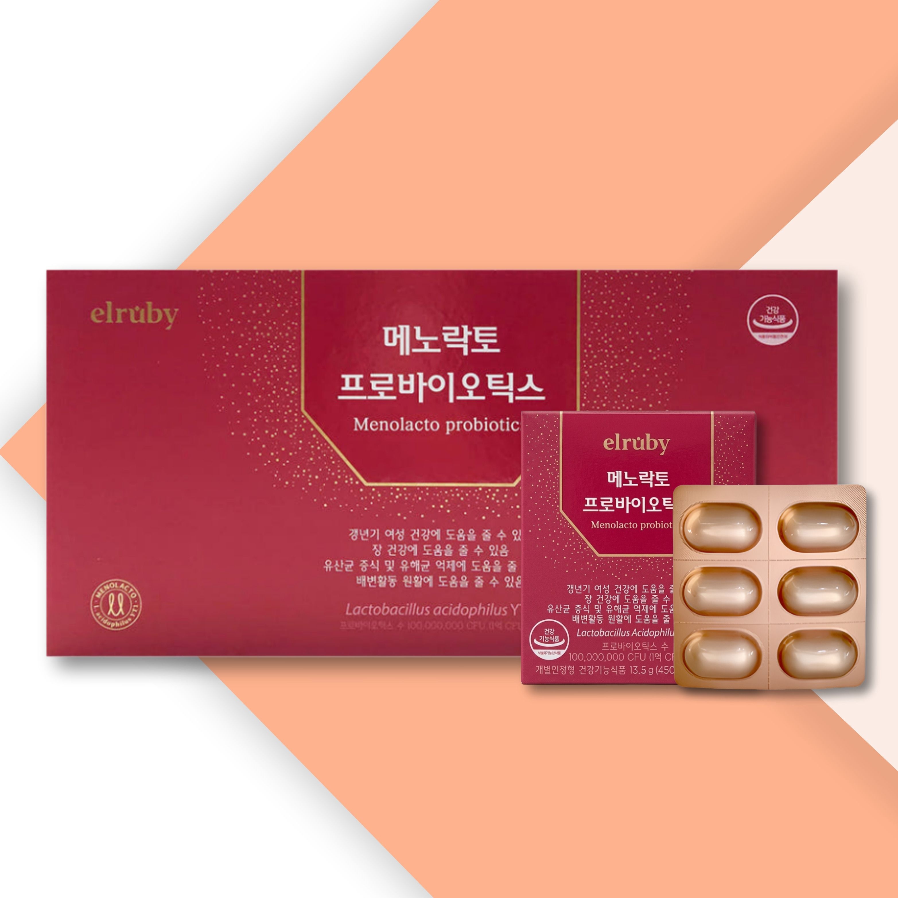메노락토 프로바이오틱스 여성 갱년기유산균 450mg x 90캡슐 1박스