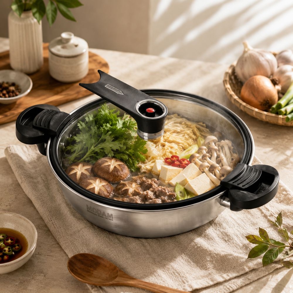 퀸센스 스텐304 IH 진공저압 인덕션 전골냄비 4L