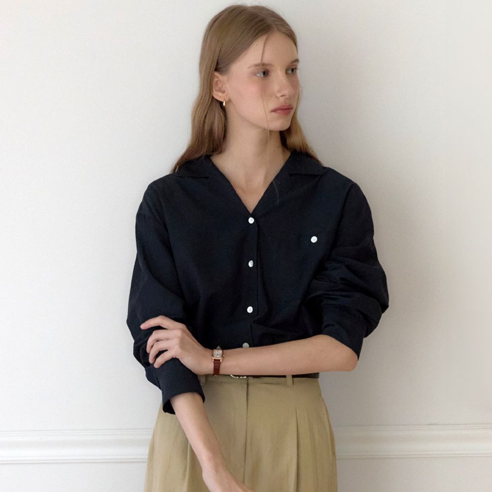Emma Pocket Blouse - Navy