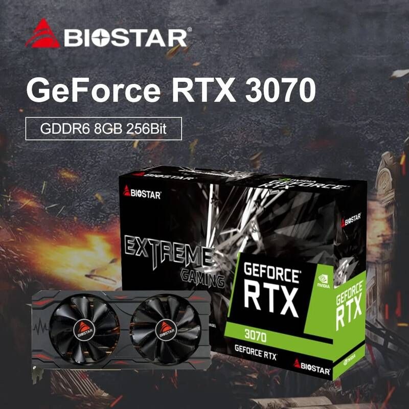 [해외] BIOSTAR- RTX3070 8GB LHR GDDR6 256bit 컴퓨터 그래픽 카드 Nvidia RTX 3070 게임용 PC rtx DP * HDMI 비디오 플레이어