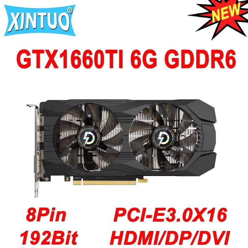 [해외] NVIDIA GeForce GTX 1660 TI 6G GDDR6 게임 그래픽 카드 GTX1660TI 192Bit HDMI DP DVI PCI-E3.0X16 데스크탑 PC 마이닝 GPU