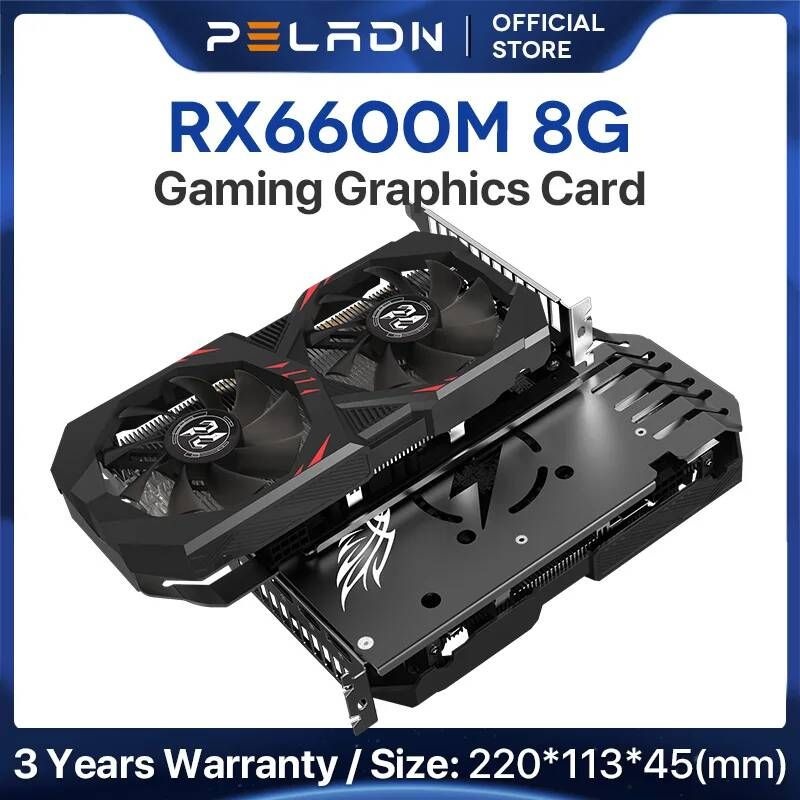 UnKnown [해외] PELADN-RX6600M 8GB 히트 파이프 버전 그래픽 카드 GPU GDDR6 RX 6600 M 8G 8 핀 커넥터 7nm 게임용 비디오 RX6600