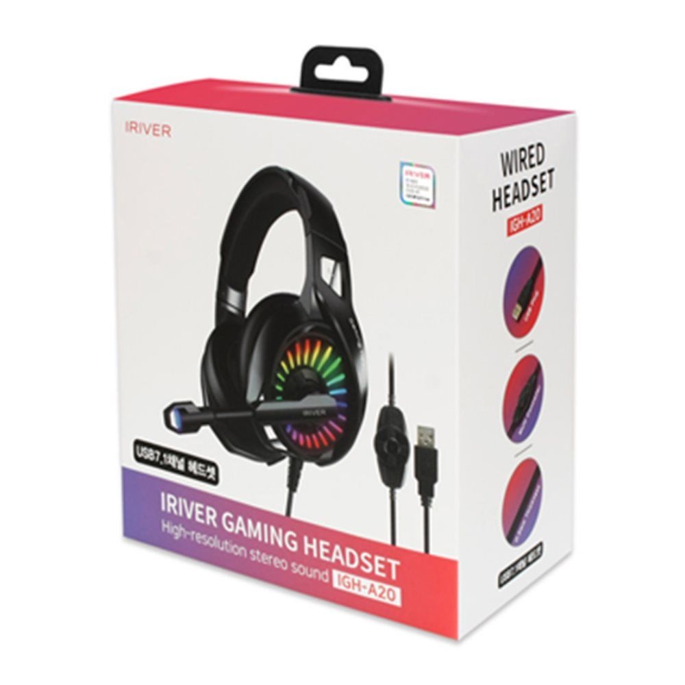 [오늘출발] 게이밍 헤드셋 USB 7.1 RGB 고감도 마이크 IGH-A20 컴퓨터헤드폰 유선헤드폰