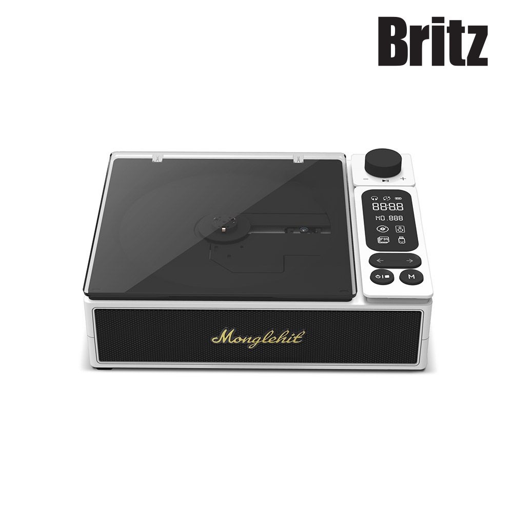 브리츠 BZ-Apack2000 포터블 올인원 CD플레이어 블루투스5.4 USB FM라디오 스피커 휴대용 블랙앤화이트
