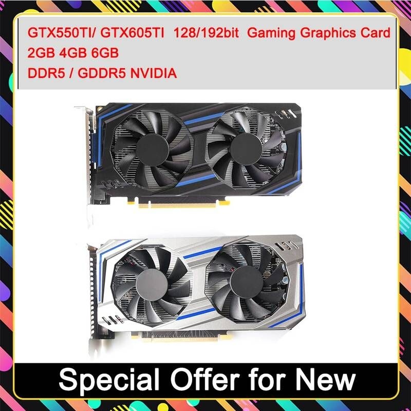[해외] 그래픽 카드 GTX550TI 6GB 4GB 컴퓨터 192bit GDDR5 NVIDIA PCI-E 2.0 1050TI 게임용 비디오 듀얼 냉각 팬