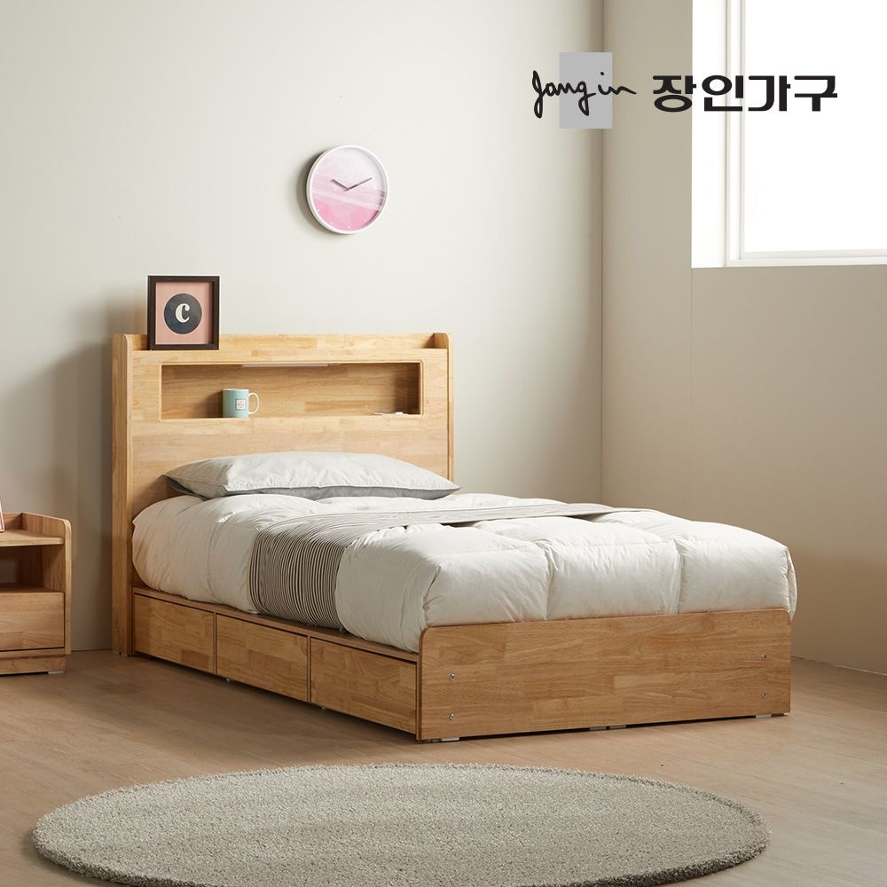 케트렌 원목 LED헤드 수납 침대 SS 프레임