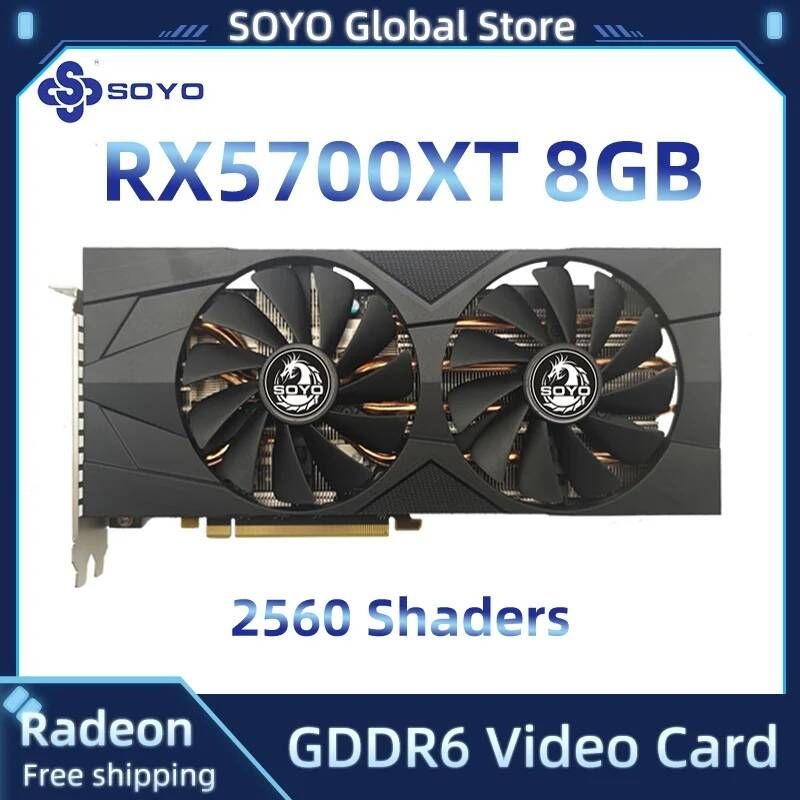 UnKnown [해외] SOYO-RX5700XT 8GB 그래픽 카드 GPU GDDR6 256 비트 8 핀 + 7nm 비디오 지원 데스크탑 CPU