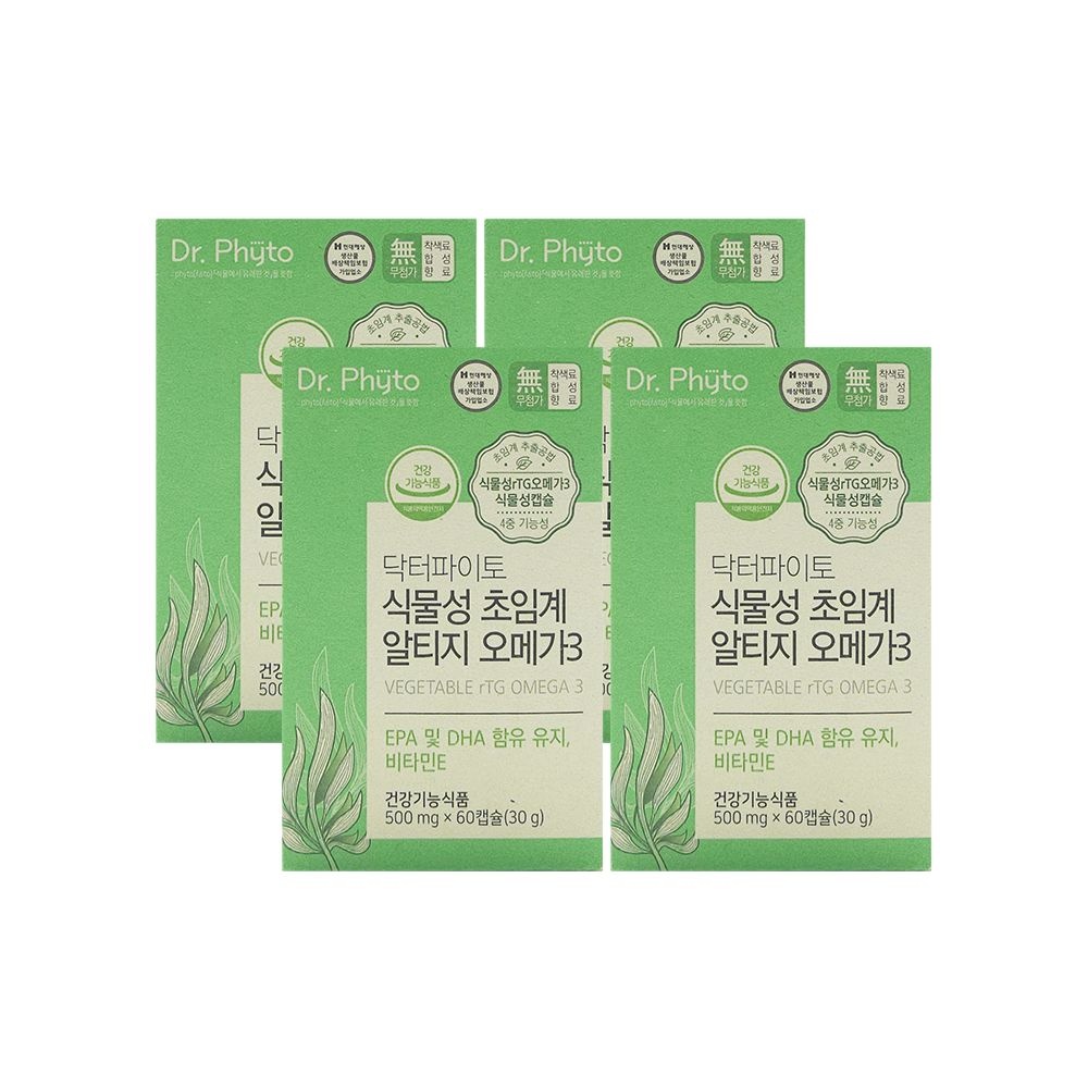 닥터파이토 식물성 초임계 알티지 오메가3 500mg x 60캡슐 x 4박스