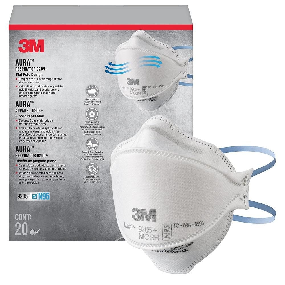 [해외] 3M 아우라 N95 마스크 20개입 1팩 3M Aura Particulate N95 Respirator 9205+, Flat Fold Lightweight