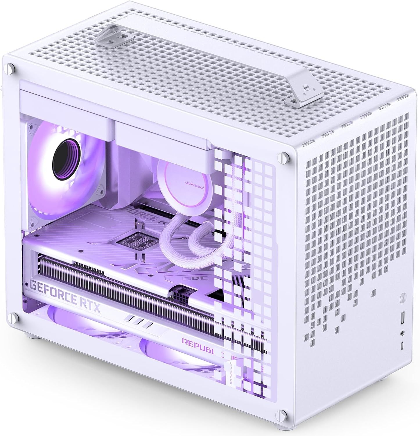 JONSBO/JONSPLUS Z20 화이트 마이크로 ATX 미니 타워 PC 케이스, 탈착식 휴대용 손잡이, 사이즈, 고성능 하드웨어 호환,