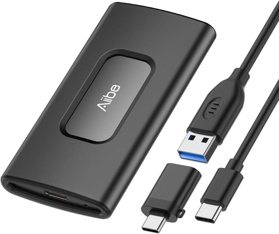 Aiive 256GB 외장 하드 드라이브 USB C 휴대용 SSD, 최대 500MB/s, 3.1, 노트북, Mac, PS4용 솔리드 스테이트 드라이브(블랙)