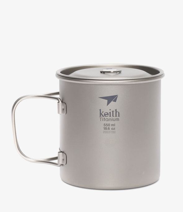 KEITH 26 싱글월 티타늄 머그 위드 폴딩 핸들 550ml Ti3206 Single-Wall Titanium Mug with Folding Handle and Lid 412