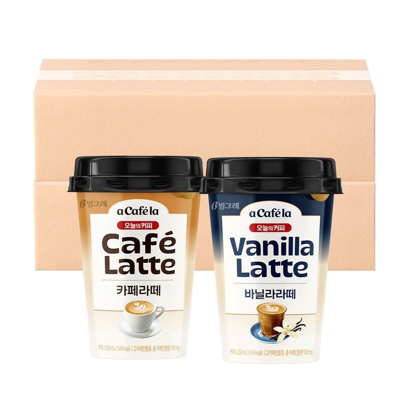 빙그레 오늘의커피 카페라떼/바닐라라떼 250ml 20입
