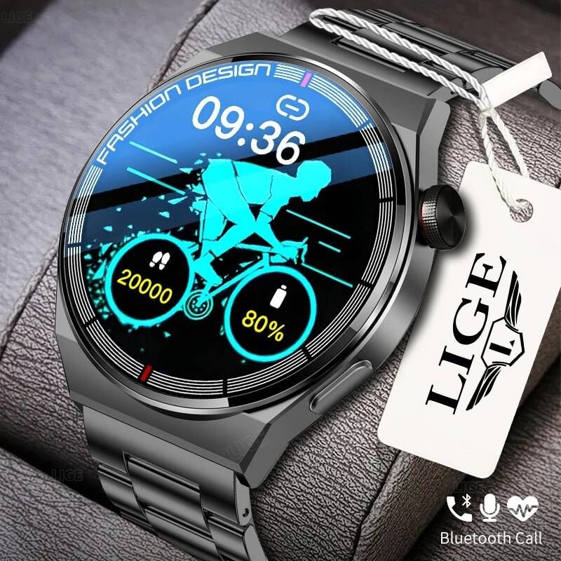 [해외] 스마트워치 LIGE AMOLED 스마트 워치 블루투스 통화 스포츠 시계 피트니스 풀 터치 심장 박동 IP68 방수 Smart시계