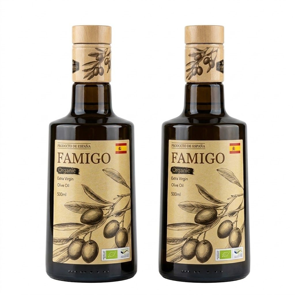 파미고 유기농 냉압착 엑스트라 버진 올리브 오일 500ml 2병