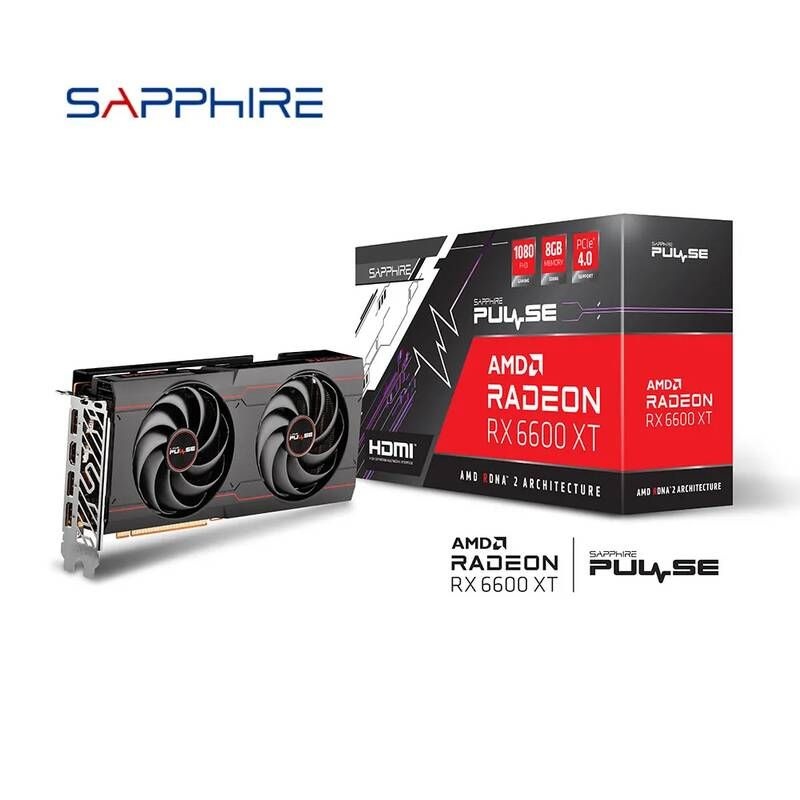 UnKnown [해외] 사파이어 RX 6600XT 8GB 비디오 카드 GPU AMD Radeon RX6600 그래픽 데스크탑 PC 컴퓨터 게임