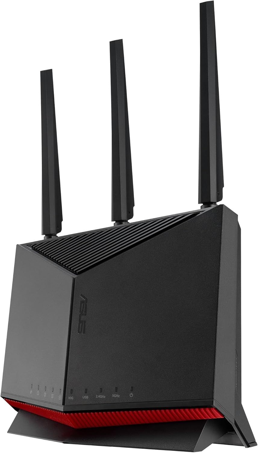 ASUS RT-BE86U BE6800 듀얼 밴드 WiFi 7 라우터, 4096-QAM, MLO, AI WAN 감지, AiMesh, 구독 없는 네트워크 및 포괄적인 VPN 기능,
