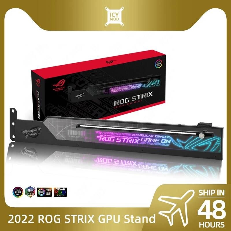 [해외] 신제품 ASUS GPU 브래킷 ROG STRIX RTX4090 VGA 스탠드 그래픽 카드 홀더 3D 효과 NVIDIA PC 게임 모드 아우라 동기화