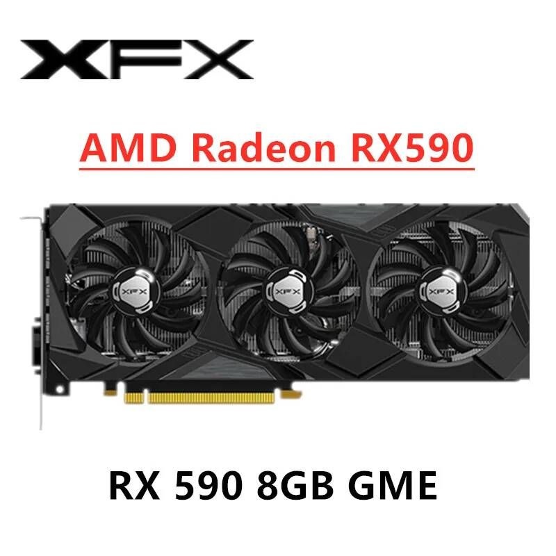 [해외] XFX RX 590 580 8GB GDDR5 그래픽 카드 GPU Radeon AMD RX590 GME 비디오 데스크탑 PC 화면 컴퓨터 게임 맵