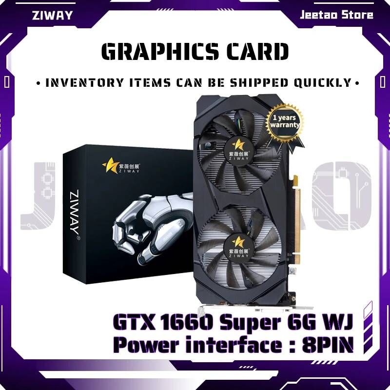 [해외] ZIWAY-GTX 1660 SUPER 6G 그래픽 카드 GDDR6 192Bit HDMI 호환 DP DVI GPU 6GB 비디오