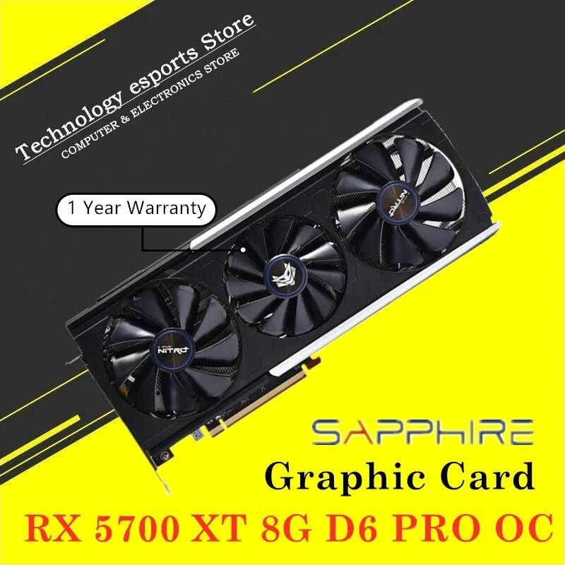 UnKnown [해외] 사파이어-RX 5700 XT 8G D6 OC 게임용 비디오 카드 Radeon RX 8GB GPU 그래픽 PCI Express 4.0 16X