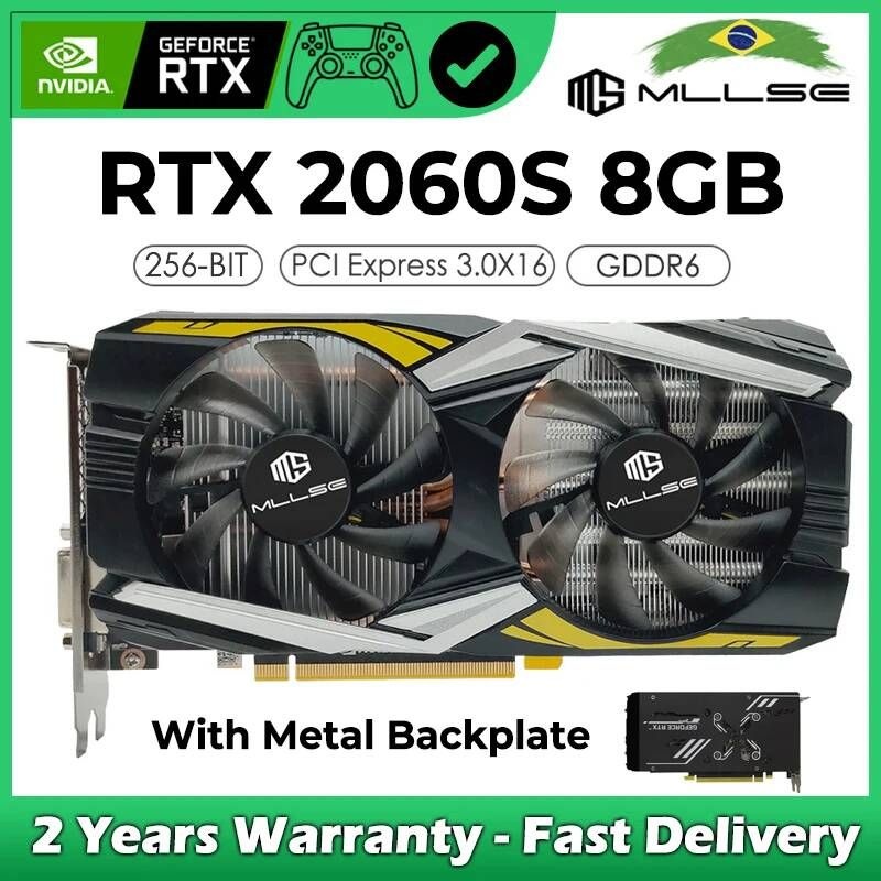UnKnown [해외] MLLSE-NVIDIA GeForce RTX 2060 슈퍼 8GB 그래픽 카드 GDDR6 256 비트 PCI Express 3.0x16 게임용 비디오 백 플레이트 포함