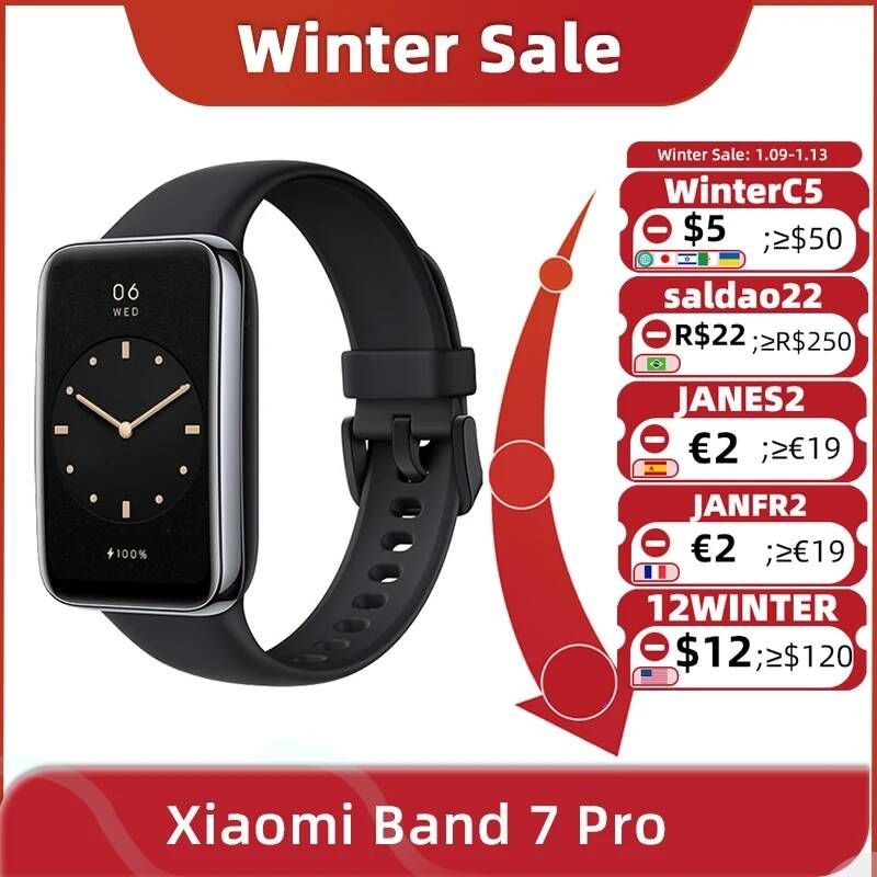 UnKnown [해외] 스마트 워치 손목 밴드 Xiaomi-글로벌 버전 Mi Band 7 Pro 팔찌 1.64 인치 AMOLED 스크린 혈중 산소 피트니스 트래커 7Pro GPS