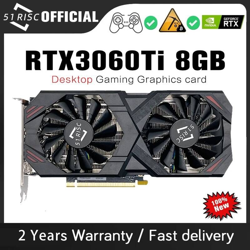 UnKnown [해외] SHELI-51RISC 비디오 카드 RTX3060Ti 8G GDDR6 GPU 컴퓨터 PC 192bit DP * 3 PCI Express X16 4.0 게임 그래픽