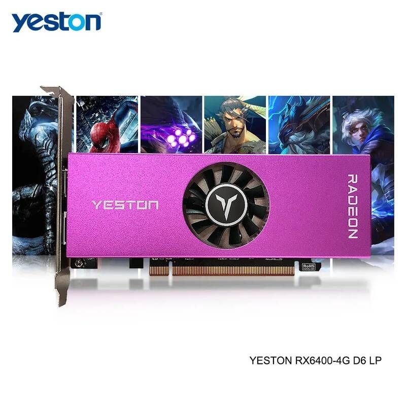 [해외] Yeston Radeon RX 6400 4GB GDDR6 64bit 6nm GPU 코어 2321MHz 게임용 그래픽 카드 DP/HD 컴퓨터 게임 데스크탑 PC