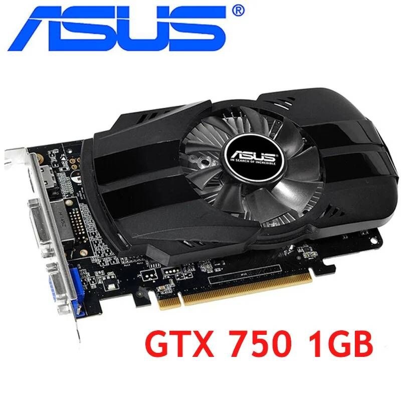 [해외] ASUS-그래픽 카드 오리지널 GTX 750 1GB 128Bit GDDR5 비디오 nVIDIA Geforce GTX750 Dvi 용 650 보다 강력한 VGA 사용