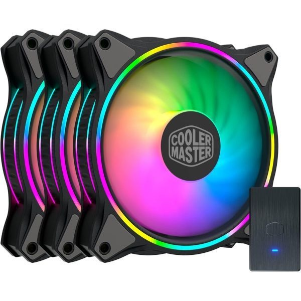 [해외] Cooler Master MasterFan MF120 Halo Fans 공기 냉각기 쿨러 PC 케이스용 ARGB 헤더 확장기(MFL-B2DN-18NPA-R1) 검정색
